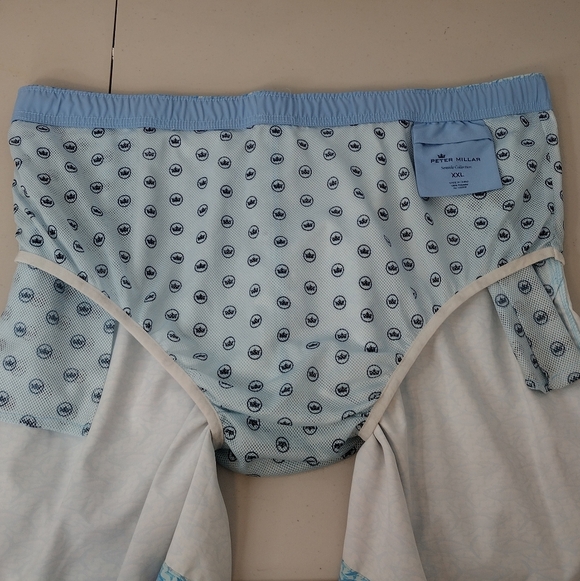 Peter Millar Blue Aquatic Fish Print Elastic Waistband Board Shorts Sz XXL - Picture 10 of 15